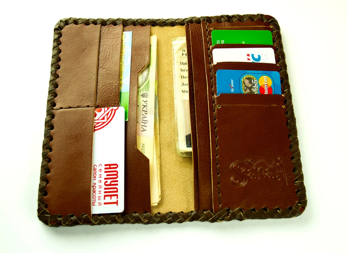 Leather Mens Wallet Case Bifold Mens Leather Wallet Brown Etsy