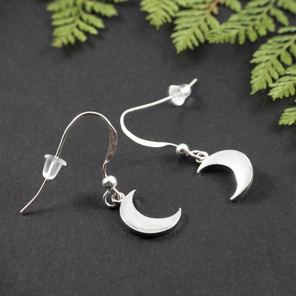 Echtsilber Mondohrringe aus 925 Sterling Silber, minimalistische Halbmond Ohrringe