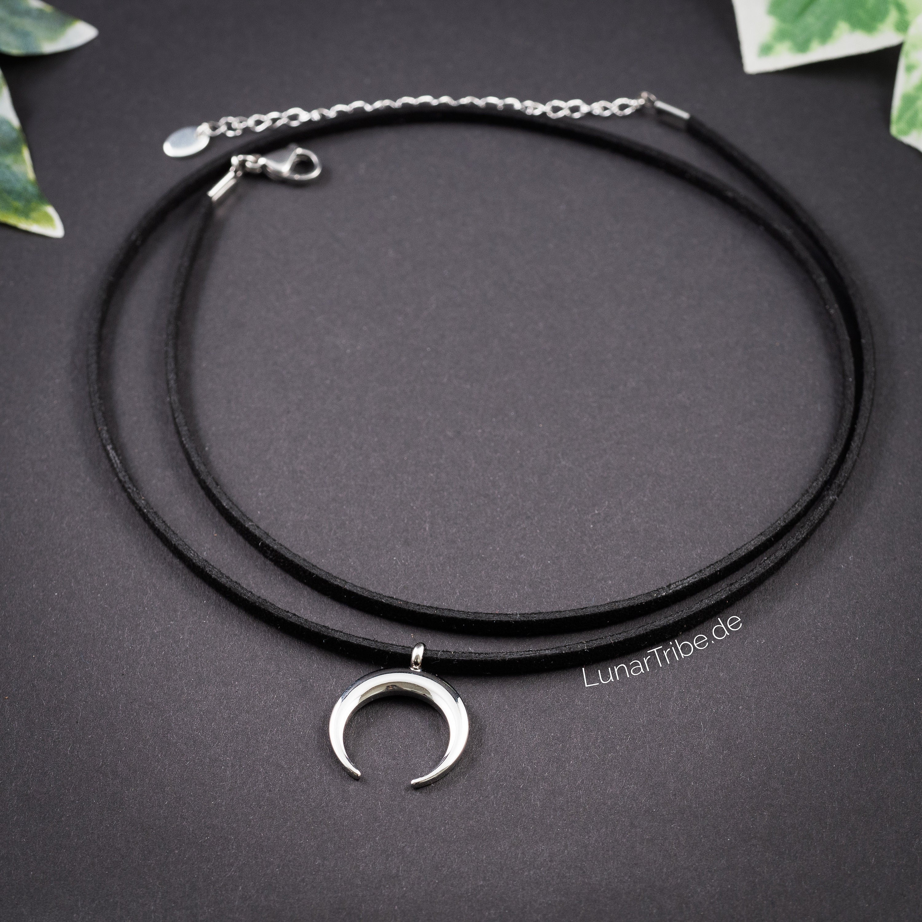 Collane con ciondolo a forma di luna crescente Vintage per donna gioielli con catena Punk Color argento in acciaio inossidabile con pietra blu collier N7941  36