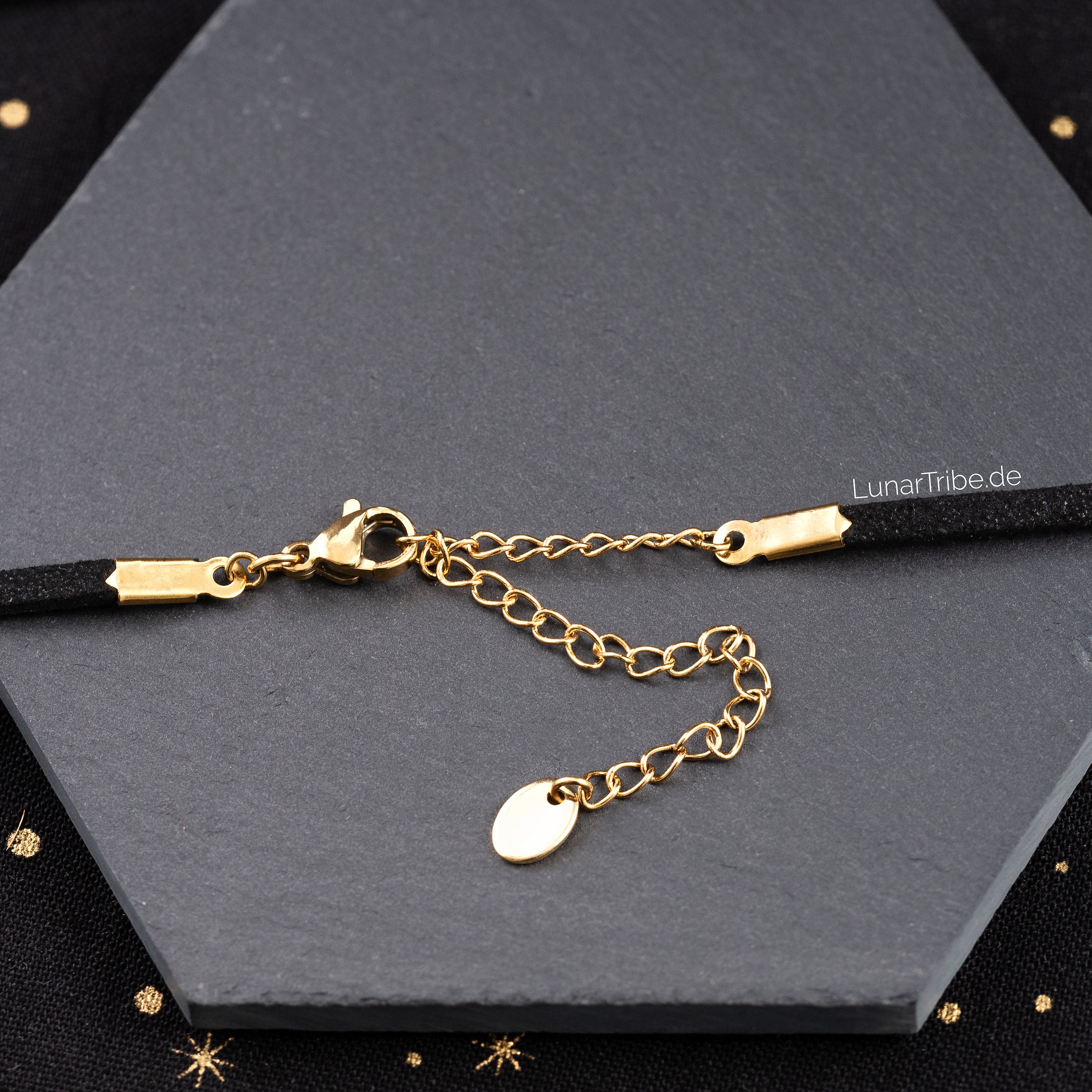 Collana girocollo vintage a forma di luna crescente, in velluto, con