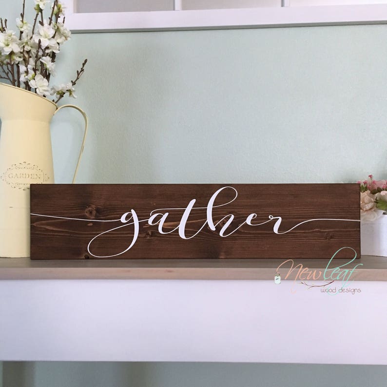 Gather Wood Sign Kitchen Dining Room Decor Housewarming Gift Gallery Wall Friends