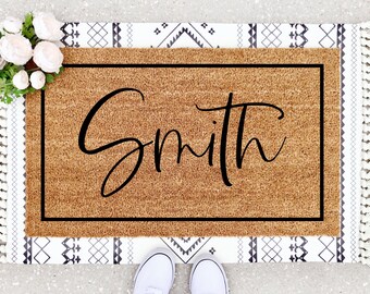Last Name Door Mat - Family Name Mat - Personalized Doormat - Custom Doormat - Bridal Shower Gift - Wedding Gift for Couples - Front Doormat
