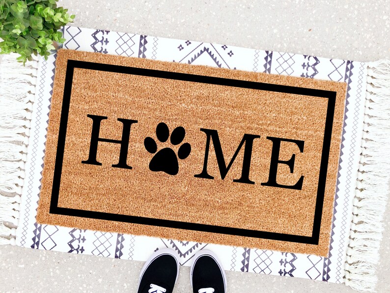 Home Doormat Dog Decor Paw Print Doormat Dog Lover Gift Etsy