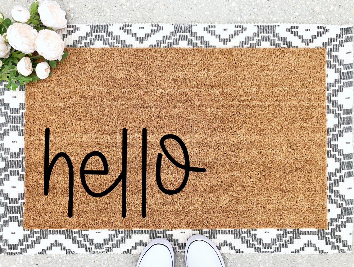 Hello Doormat Hello Door Mat Home Doormat Wedding Gift Etsy