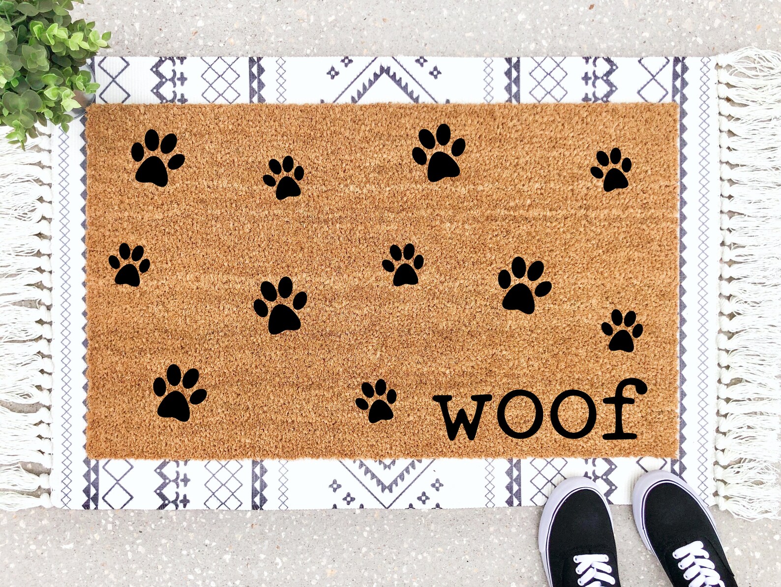 Woof Doormat Paw Print Dog Door Mat Dog Mom Gift Dog Etsy