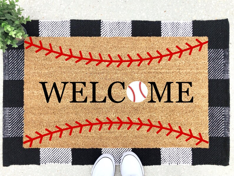 Home Doormat Baseball Doormat Mat Baseball Decor Etsy