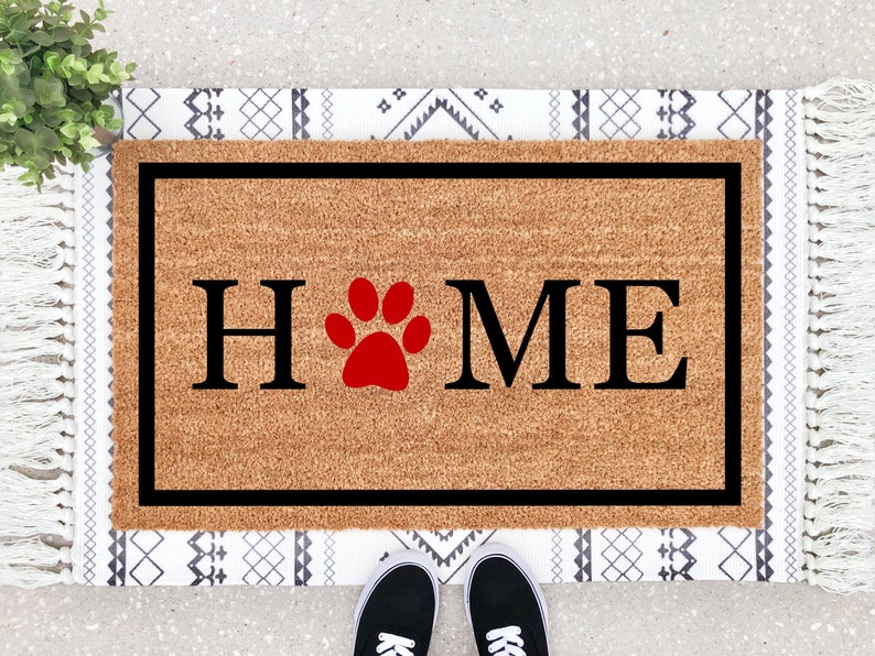 Home Doormat Dog Decor Paw Print Doormat Dog Lover Gift Etsy