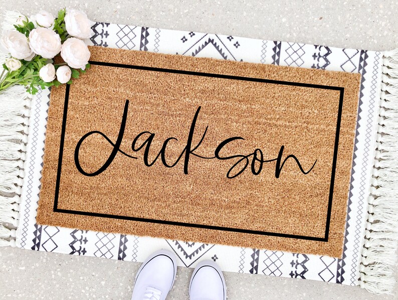 Last Name Door Mat Family Name Mat Personalized Doormat Etsy