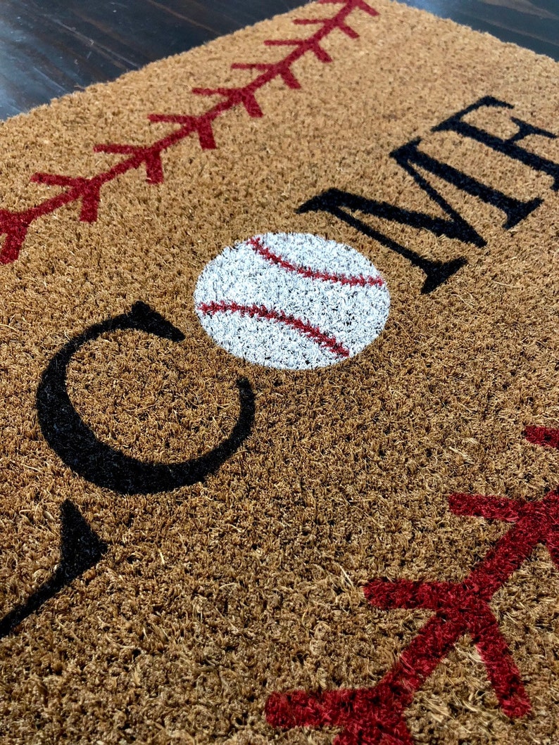 Home Doormat Baseball Doormat Mat Baseball Decor Etsy