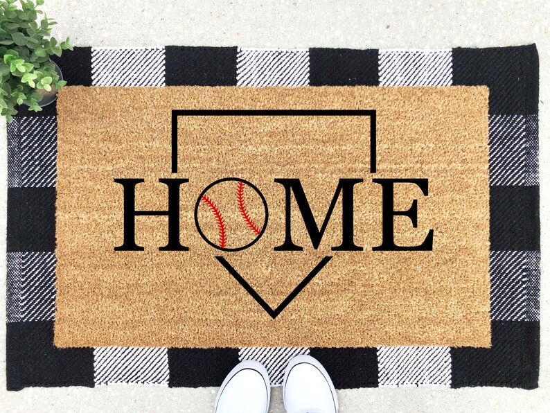 Home Doormat Baseball Doormat Mat Baseball Decor Etsy