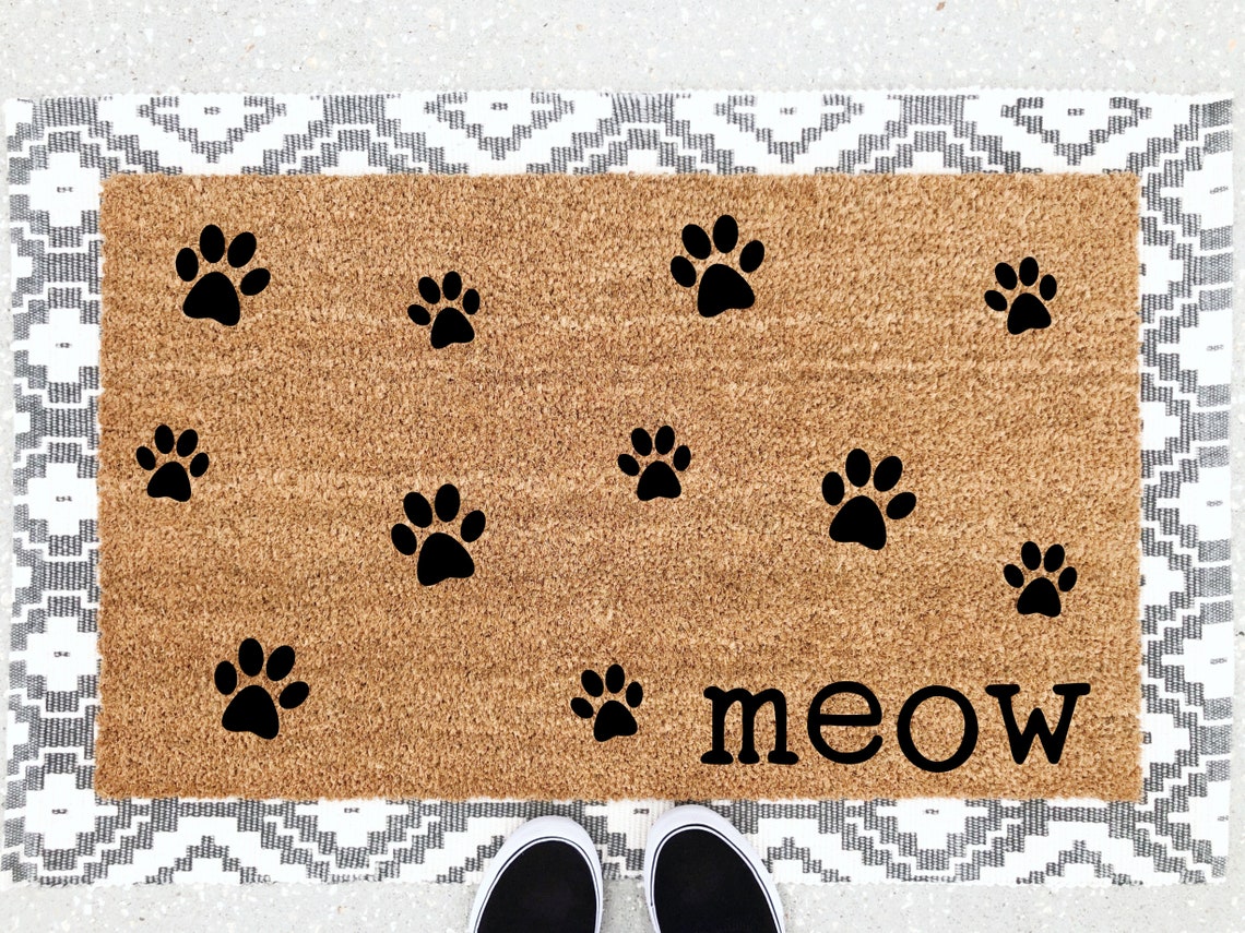 Meow Doormat Cat Doormat Cat Lover Gift Cat Lady Cat Etsy