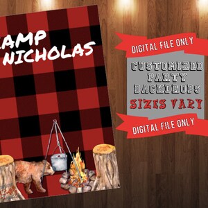 Customized Camping Party Backdrop