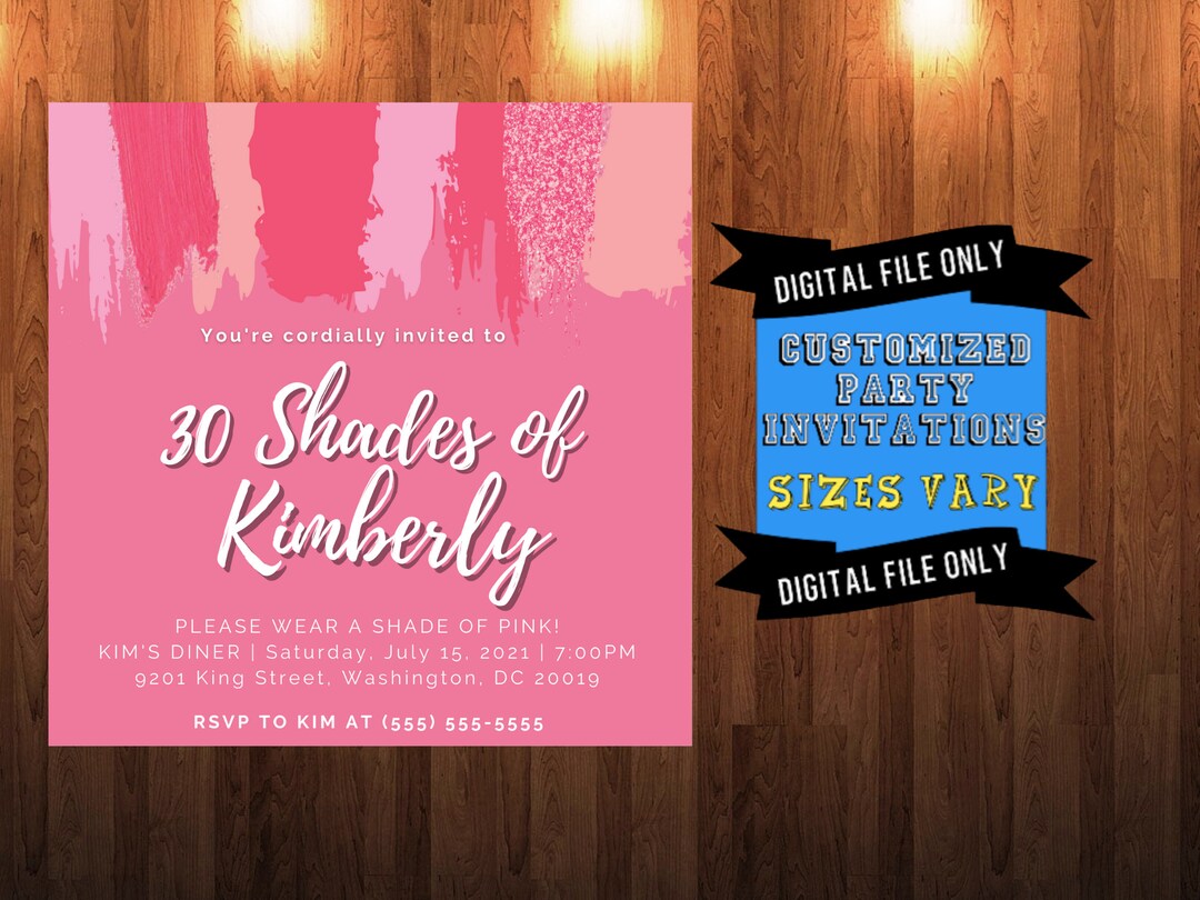 Customized Shades of Pink Party Invitation Etsy