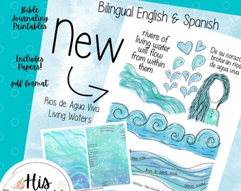 ¡Nuevo! Aguas Vivas - Ríos de Agua ViVa - Imprimible Bilingüe - Oración - Fe - Impresión - Descarga Digital - Estudio Bíblico - Diario Bíblico