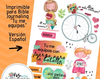 Tu Me Equipas - Bible Journaling - Imprimible - Estudio Biblico - Dios - Fe - Descarga Digital - Ilustra tu Fe - Español