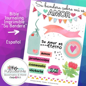 Su Bandera - Imprimible - Bible Journaling - Faith - Biblia Creativa - Biblia de Apuntes - Amor - Bible Tabs - Fe Creativa - Illustra tu Fe