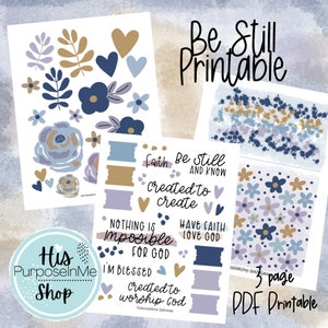 Be Still Bible Printable - Bible Journaling - Biblia Creativa - Biblia de Apuntes - Amor - Bible Tabs - Fe Creativa - Ilustra tu Fe