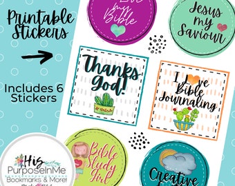 Printable Stickers - Bible Journaling - Printable - Bible Study - God - Faith - Print - Digital Download - Planner - 6 Stickers