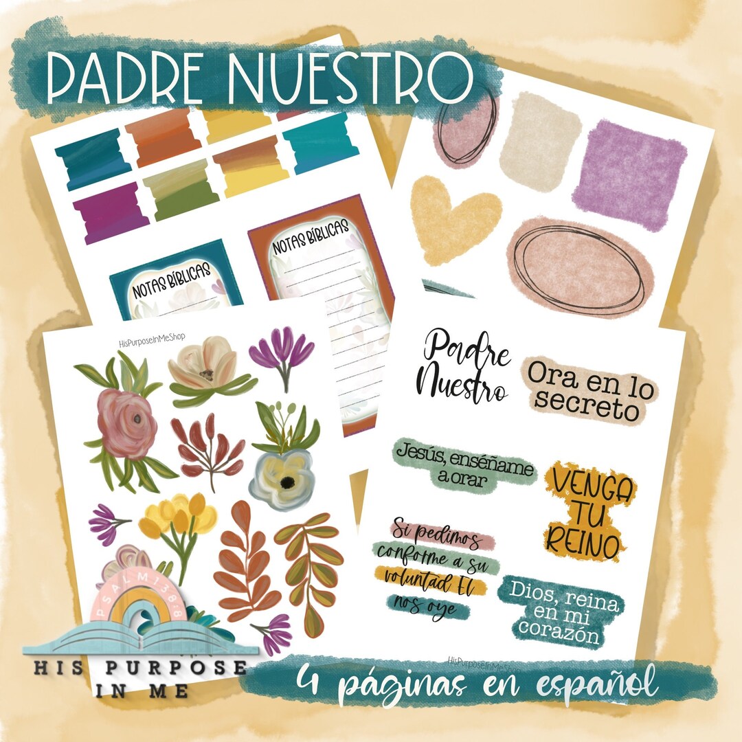 PADRE NUESTRO - Bible Journaling - Traceable Printable - Christian Printable - Stickers - Faith ...
