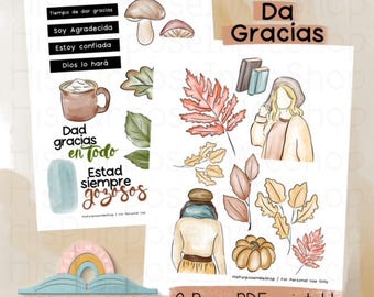 Da Gracias - Bible Journaling - Printable - Bible Study - God - Faith  - Digital Download - Lettering - Watercolor - Fall