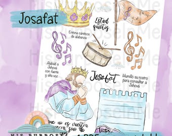 Josafat - Bible Journaling - Printable - Bible Study - God - Faith  - Digital Download  - Watercolor - Instant Download
