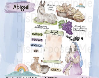 Abigail - Bible Journaling - Printable - Bible Study - God - Faith  - Digital Download  - Watercolor - Instant Download