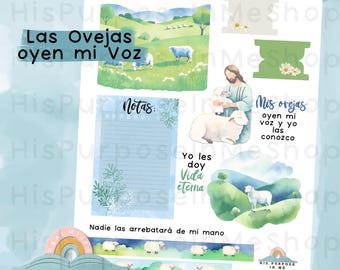 Las Ovejas oyen mi Voz - Bible Journaling - Printable - Bible Study - God - Faith  - Digital Download - Lettering - Watercolor
