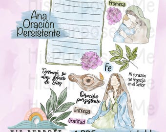 Ana Oración - Bible Journaling - Printable - Bible Study - God - Faith  - Digital Download  - Watercolor - Instant Download