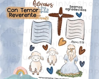 Con Temor Reverente - Bible Journaling - Printable - Bible Study - God - Faith  - Digital Download  - Watercolor - Instant Download