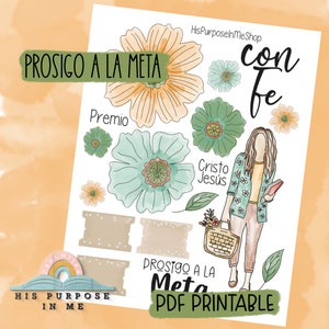 Prosigo a la Meta - Bible Journaling - Traceable Printable - Christian Printable - Stickers - Faith Art Printable - Bible Printable