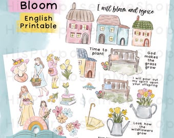 Bloom - Bible Journaling - Printable - Bible Study - God - Faith  - Digital Download - Lettering - Watercolor - Instant Download