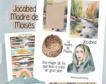 Jocabed Madre de Moisés - Bible Journaling - Printable - Bible Study - God - Faith  - Digital Download - Lettering - Watercolor - Imprimible