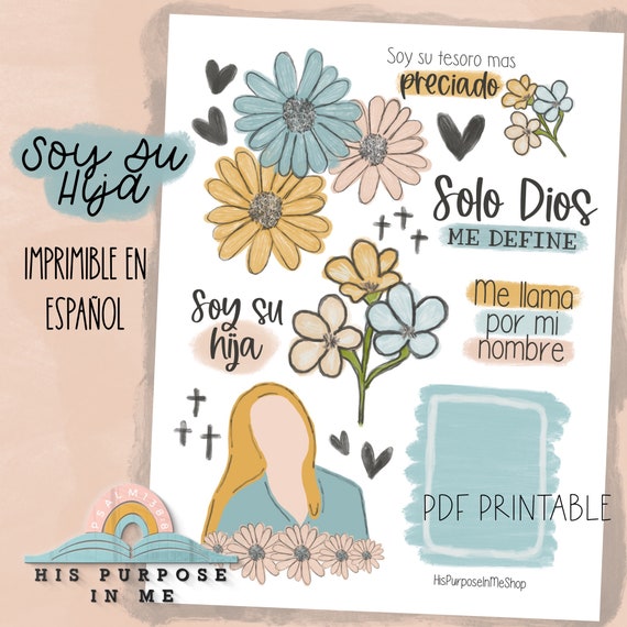Soy Su Hija Printable - Bible Journaling - Traceable Printable - Christian Printable - Stickers - Faith Art Printable - Bible Printable