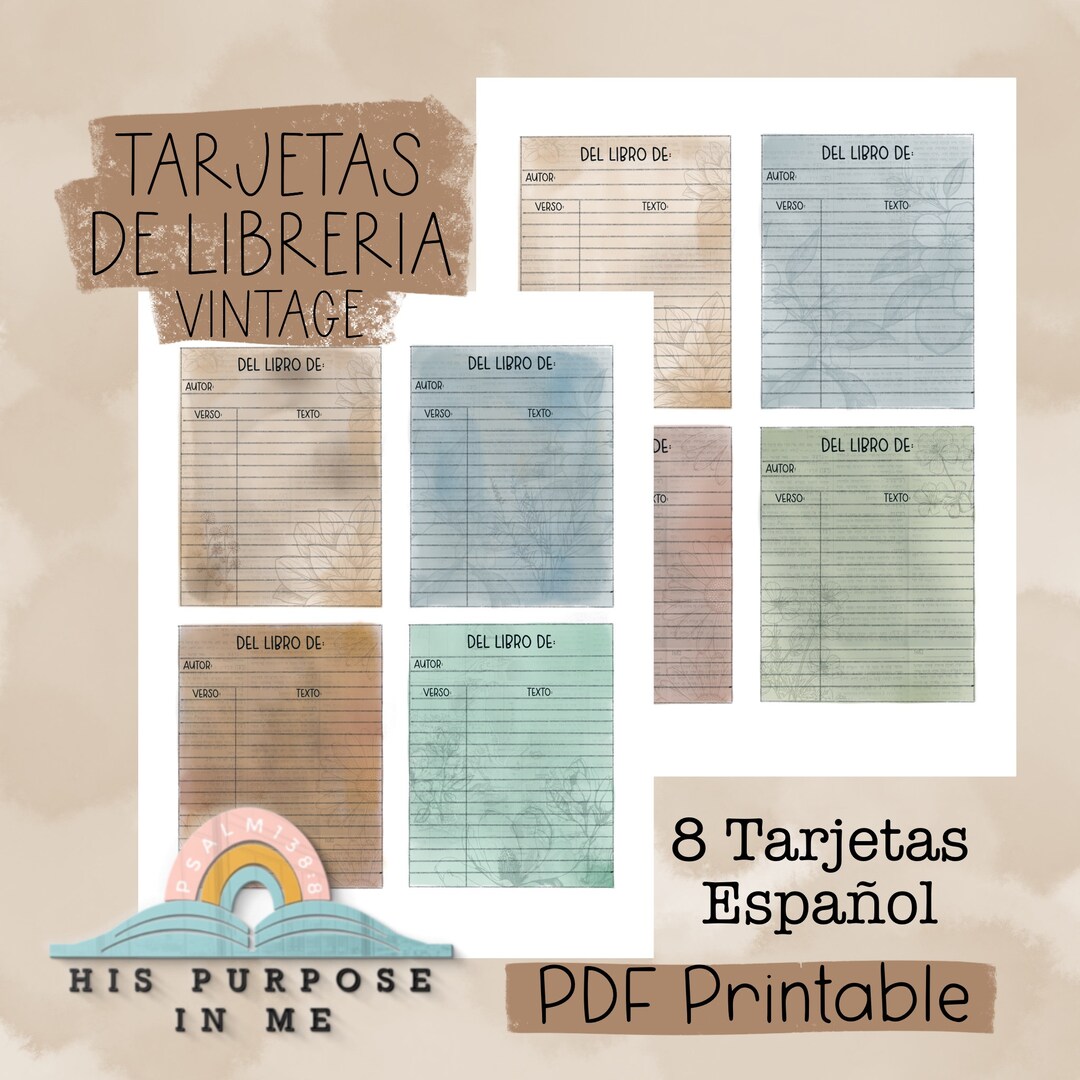 Tarjetas Librería Vintage - Bible Journaling - Instant Download ...