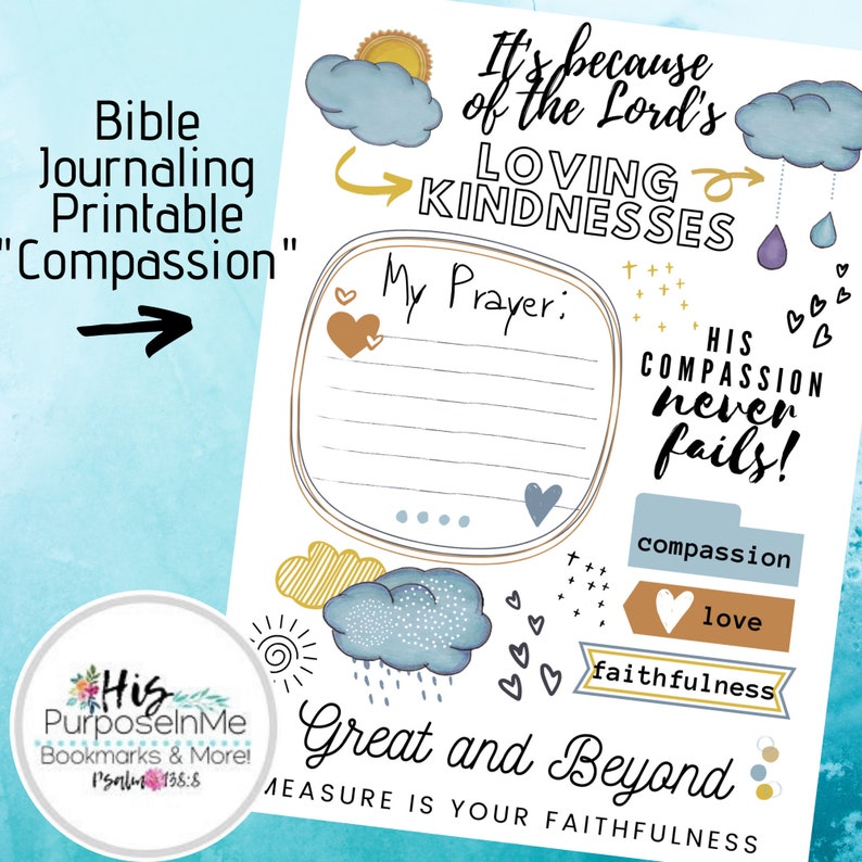 Compassion Bible Journaling Printable Bible Study God Faith Print ...