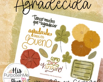 Agradecida Fall Autumn - Bible Journaling - Printable - Digital Download - Instant Download - Illustrated Faith