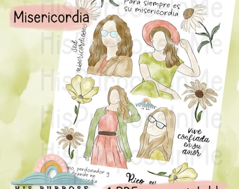 Misericordia - Bible Journaling - Printable - Bible Study - God - Faith  - Digital Download  - Watercolor - Instant Download