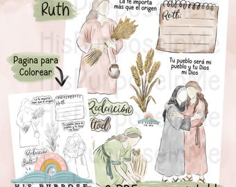 Rut - Ruth - Bible Journaling - Printable - Bible Study - God - Faith  - Digital Download  - Watercolor - Cozy Coloring
