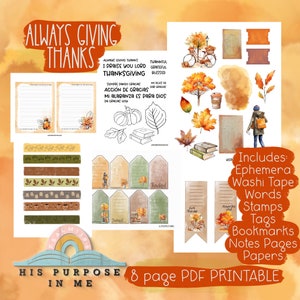 Always Giving Thanks - Bible Journaling - Traceable Printable - Christian Printable - Stickers - Faith Art Printable - Bible Printable