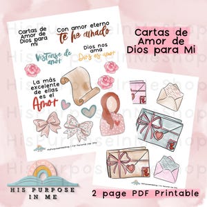 Cartas de Amor de Dios para Mi - Bible Journaling - Printable - Bible Study - God - Faith  - Digital Download -Watercolor - Instant Download