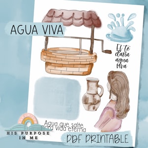AGUA VIVA - Bible Journaling - Traceable Printable - Christian Printable - Stickers - Faith Art Printable - Bible Printable