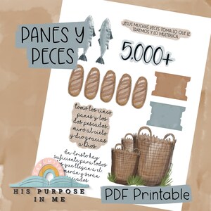 Panes y Peces - Bible Journaling - Traceable Printable - Christian Printable - Stickers - Faith Art Printable - Bible Printable