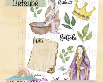 Betsabe - Bible Journaling - Printable - Bible Study - God - Faith  - Digital Download - Lettering - Watercolor Instant Download