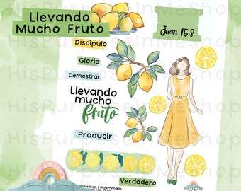 Llevando Mucho Fruto - Bible Journaling - Printable - Bible Study - God - Faith  - Digital Download - Lettering - Watercolor