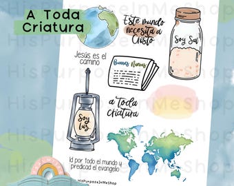A Toda Criatura - Bible Journaling - Printable - Bible Study - God - Faith  - Digital Download - Lettering - Watercolor