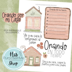 Orando por Mi Casa Imprimible - Bible Journaling Printable - Biblia Creativa - Biblia de Apuntes Bible Tabs - Fe Creativa - Ilustra tu Fe