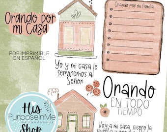 Orando por Mi Casa Imprimible  - Bible Journaling Printable  - Biblia Creativa - Biblia de Apuntes Bible Tabs - Fe Creativa - Ilustra tu Fe