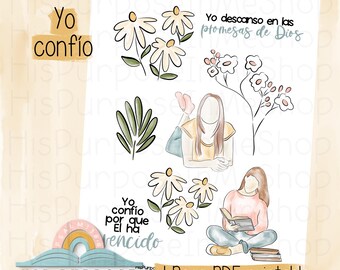 Yo Confío - Bible Journaling - Printable - Bible Study - God - Faith  - Digital Download - Lettering - Watercolor - Instant Download