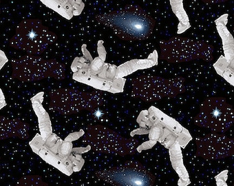 Planetary Missions - Tossed Astronauts (5310-90) on Black for Studio e HALF YARD