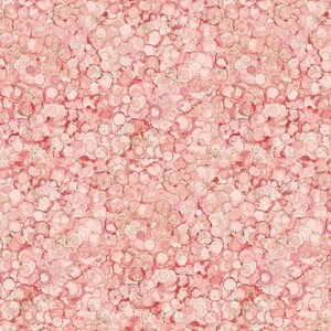 May include: A seamless pattern of pink and white circles, resembling a bubbly texture. The circles are of varying sizes and are arranged in a random pattern.